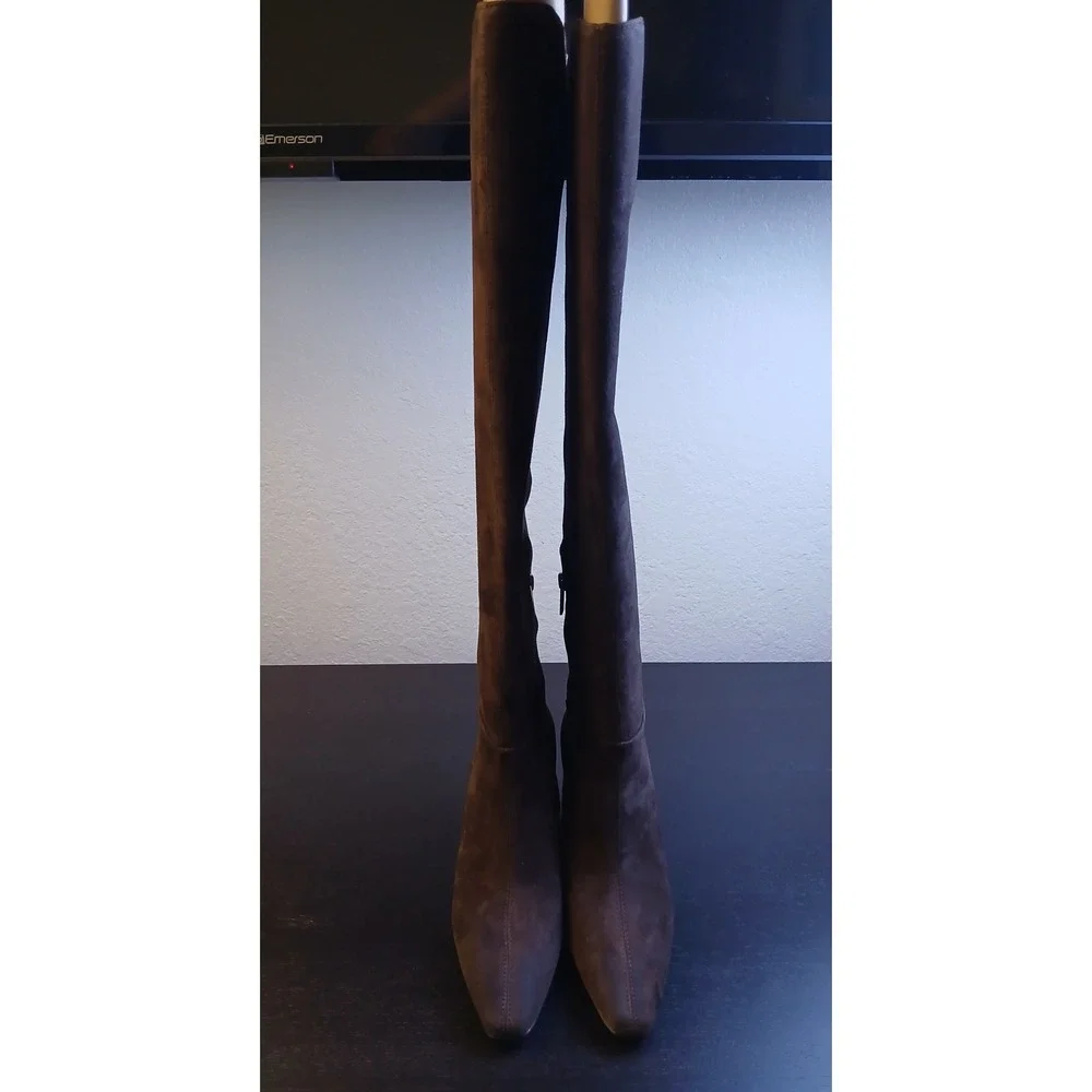Vince Camuto Sabella Brown Suede Over The Knee Boots Pointed Toe Stiletto 8M